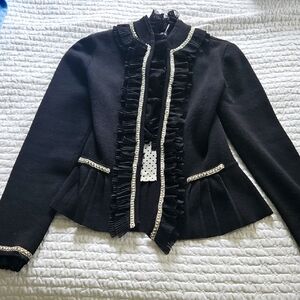 White House Black Market Black Ruffled Blazer